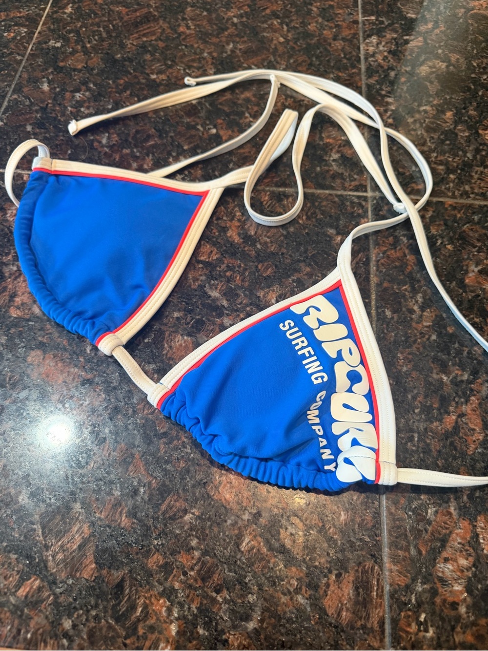 RIP CURL Y2K Surf Puff puff sliding triangle bikini top royal blue triangle SZ S - Picture 3 of 11